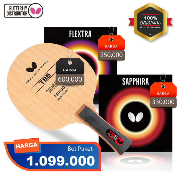 Paket Bet Ping Pong Butterfly TB 5 / Sapphira / Flextra